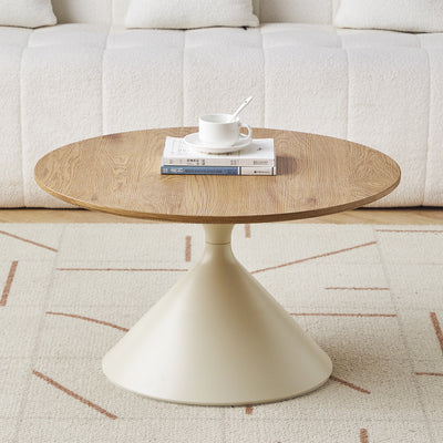 Contemporary Scandinavian Round Cone Medium Density Fiberboard Carbon Steel Coffee Table 1-Tier For Living Room