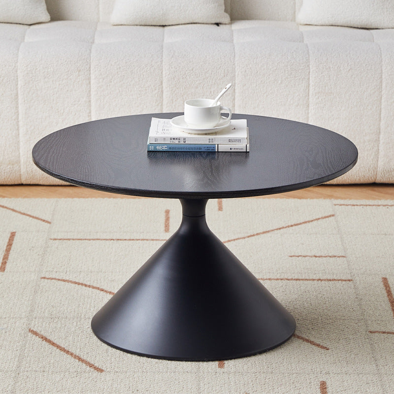 Contemporary Scandinavian Round Cone Medium Density Fiberboard Carbon Steel Coffee Table 1-Tier For Living Room