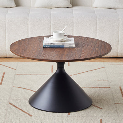 Contemporary Scandinavian Round Cone Medium Density Fiberboard Carbon Steel Coffee Table 1-Tier For Living Room
