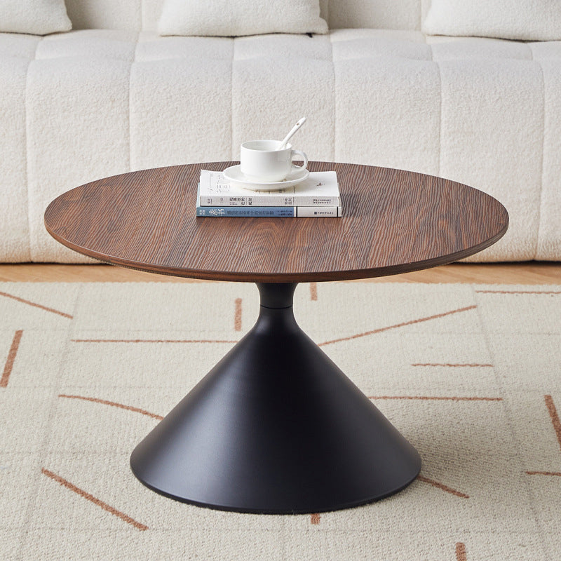 Contemporary Scandinavian Round Cone Medium Density Fiberboard Carbon Steel Coffee Table 1-Tier For Living Room