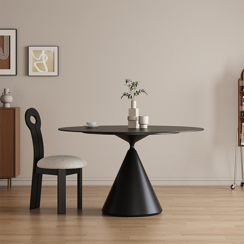 Modern Minimalist Round Solid Multi-Layer Plate Carbon Steel Dining Table for 4 Seats