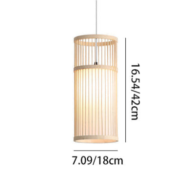 Linterna colgante de bambú tejido Zen japonés de 1 luz 