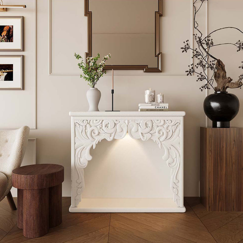 Traditional French Square Medium Density Fiberboard Mantel Console Table For Living Room