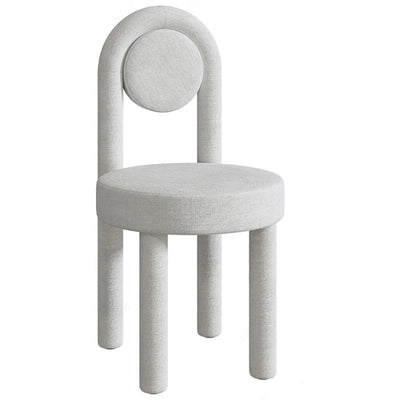 Modern Minimalist Round Velvet Iron Vanity Stool Backrest Armless For Bedroom