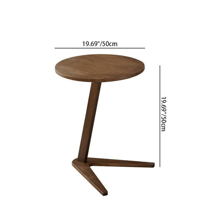 Traditional Vintage Round Rubberwood Solid Wood Side Table For Living Room