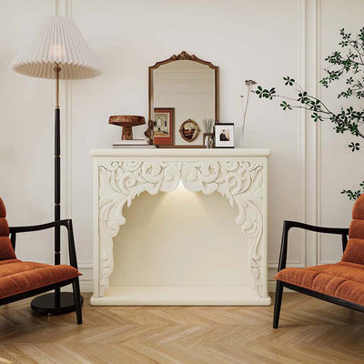 Traditional French Square Medium Density Fiberboard Mantel Console Table For Living Room