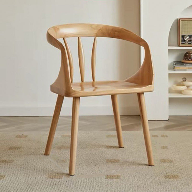 Traditional Vintage Rubberwood Dining Chair Backrest Armrests For Dining Room