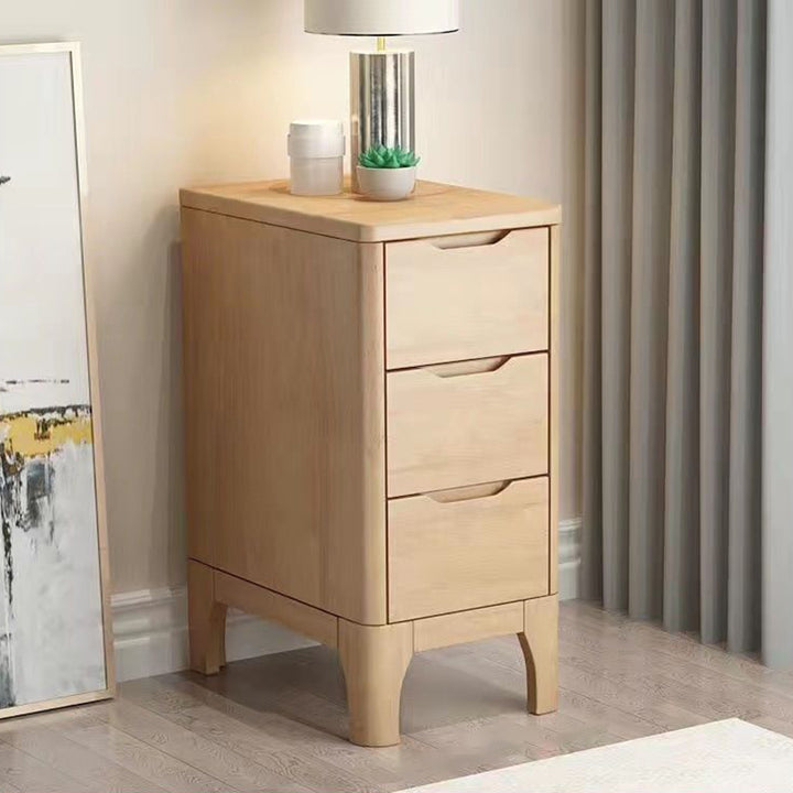 Moderner rechteckiger Aufbewahrungsschrank aus Massivholz und Sperrholz im nordischen Stil mit 2 Schubladen für das Schlafzimmer 