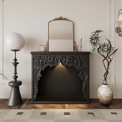 Traditional French Square Medium Density Fiberboard Mantel Console Table For Living Room