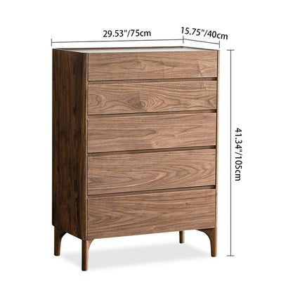 Modern Minimalist Rectangular Solid Wood Multi-Layer Plate Nightstand 5/8 Drawer For Bedroom
