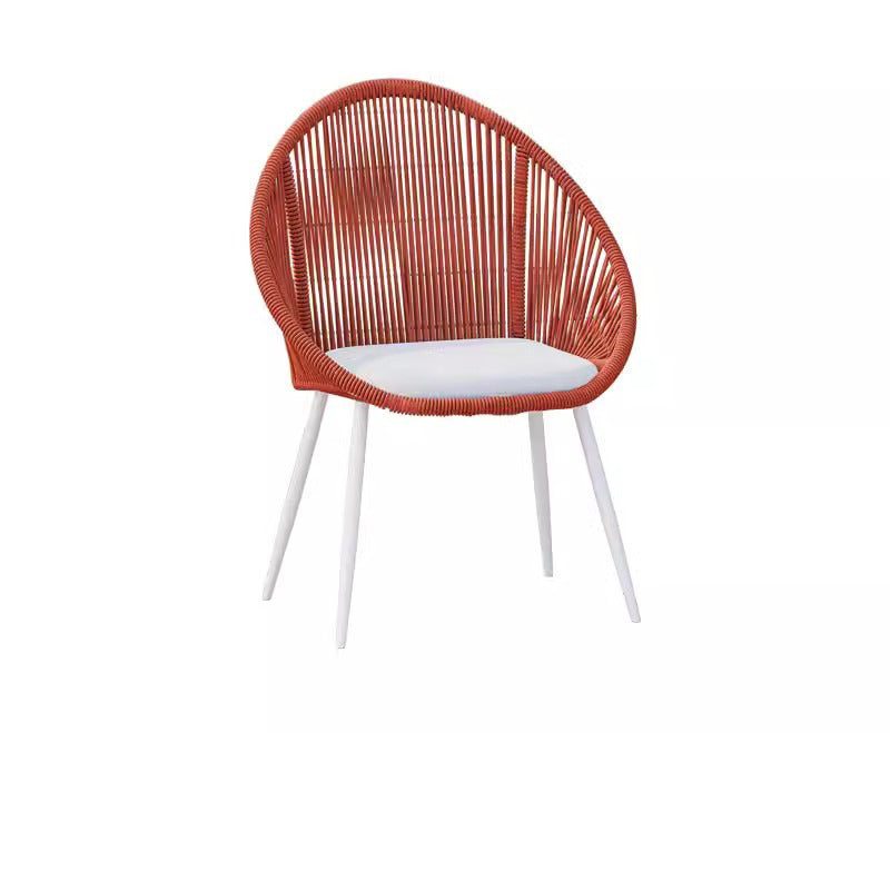 Zeitgenössisches Boho Wasserdichtes Weben Rattan Seil Schwamm Aluminiumlegierung Platte Runde Elliptische Outdoor Kaffetisch & Stuhl Set Für Außenbereich Patio 