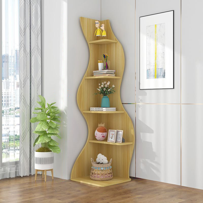 Contemporary Creative Seagrass-Shaped Particle Board Corner Cabinet With 5-Tier For Living Room