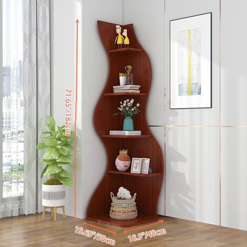 Contemporary Creative Seagrass-Shaped Particle Board Corner Cabinet With 5-Tier For Living Room