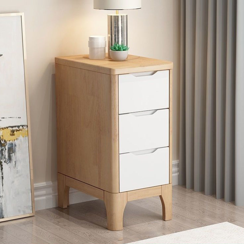 Moderner rechteckiger Aufbewahrungsschrank aus Massivholz und Sperrholz im nordischen Stil mit 2 Schubladen für das Schlafzimmer 