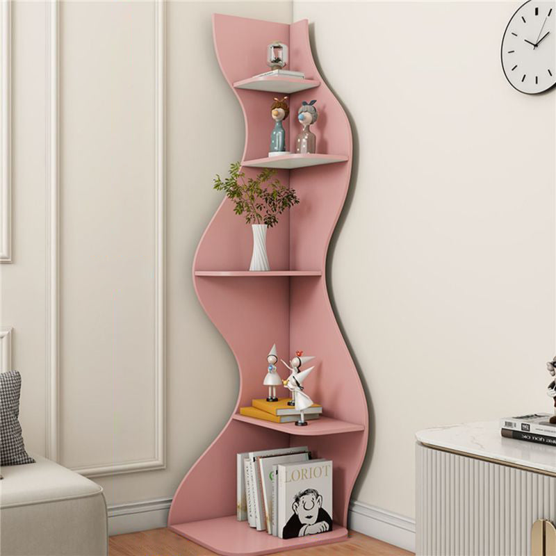 Contemporary Creative Seagrass-Shaped Particle Board Corner Cabinet With 5-Tier For Living Room