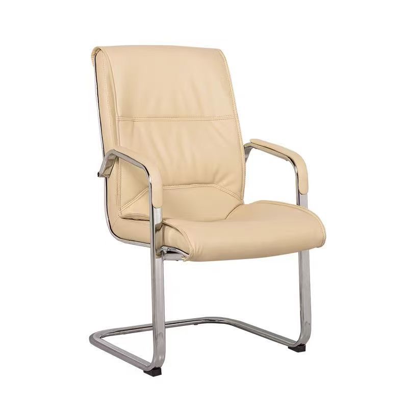 Modern Minimalist Rectangular Faux Leather Steel Desk Chair Backrest Armrest For Home Office