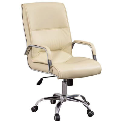 Modern Minimalist Rectangular Faux Leather Steel Desk Chair Backrest Armrest For Home Office