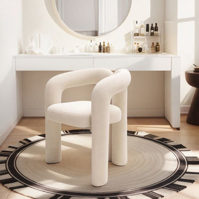 Contemporary Creative Curved Velvet Iron Vanity Stool Backrest Armless For Bedroom