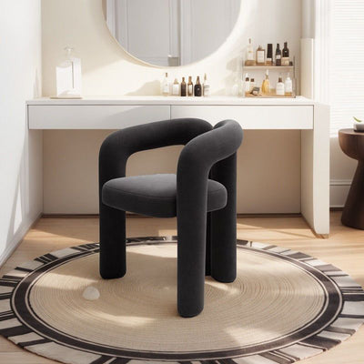 Contemporary Creative Curved Velvet Iron Vanity Stool Backrest Armless For Bedroom