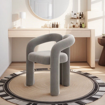 Contemporary Creative Curved Velvet Iron Vanity Stool Backrest Armless For Bedroom