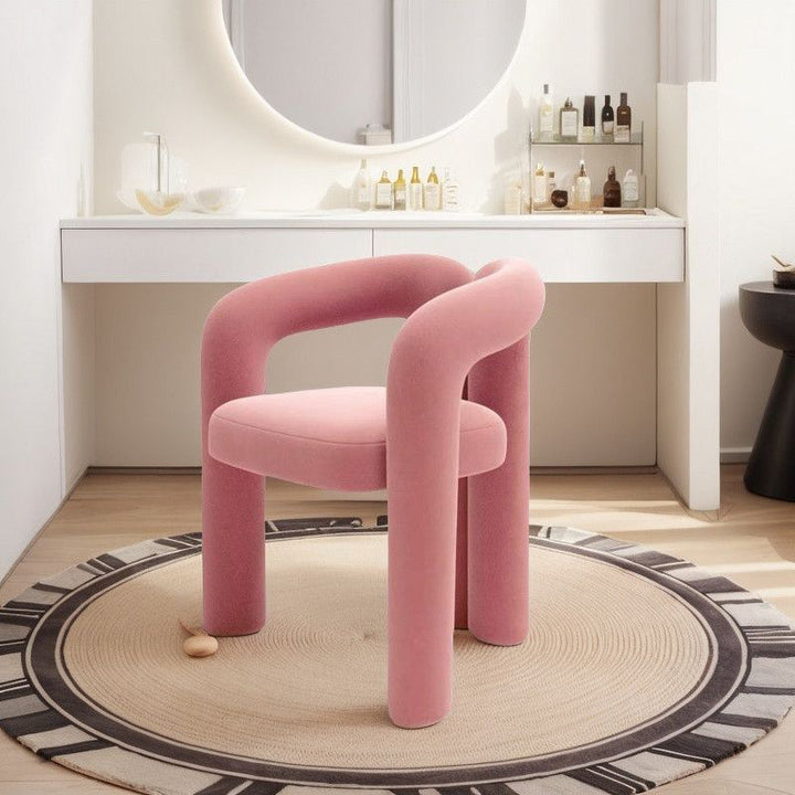 Contemporary Creative Curved Velvet Iron Vanity Stool Backrest Armless For Bedroom