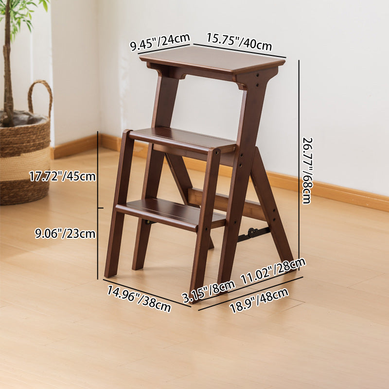 Traditional Vintage Bamboo Folding Step Stool 2/3-Step For Living Room