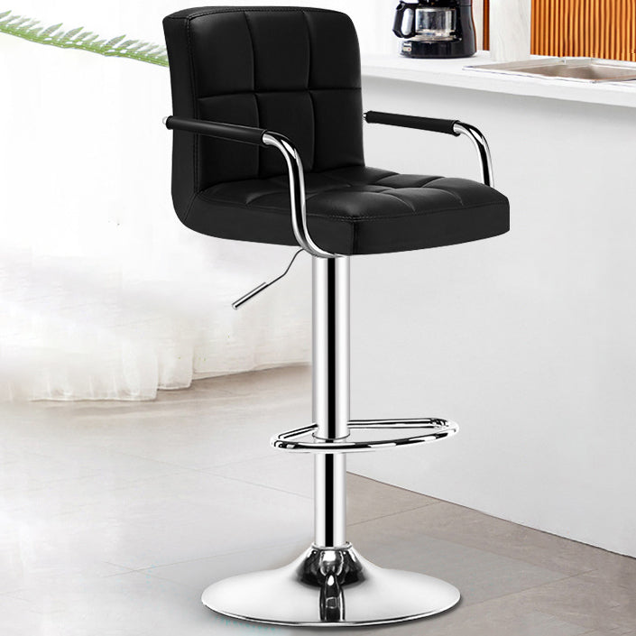 Moderner minimalistischer rechteckiger PU-Leder-Latex-Eisen-Barhocker mit Rückenlehne und Armlehne für das Esszimmer 