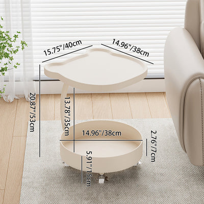 Contemporary Creative Medium Density Fiberboard Iron Bear-Shaped Movable Side Table 2-Tier For Living Room