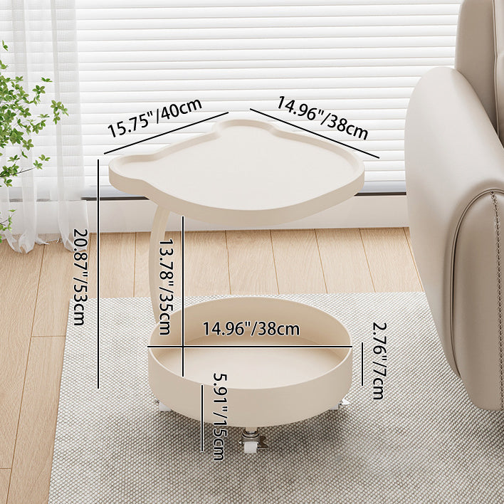 Contemporary Creative Medium Density Fiberboard Iron Bear-Shaped Movable Side Table 2-Tier For Living Room
