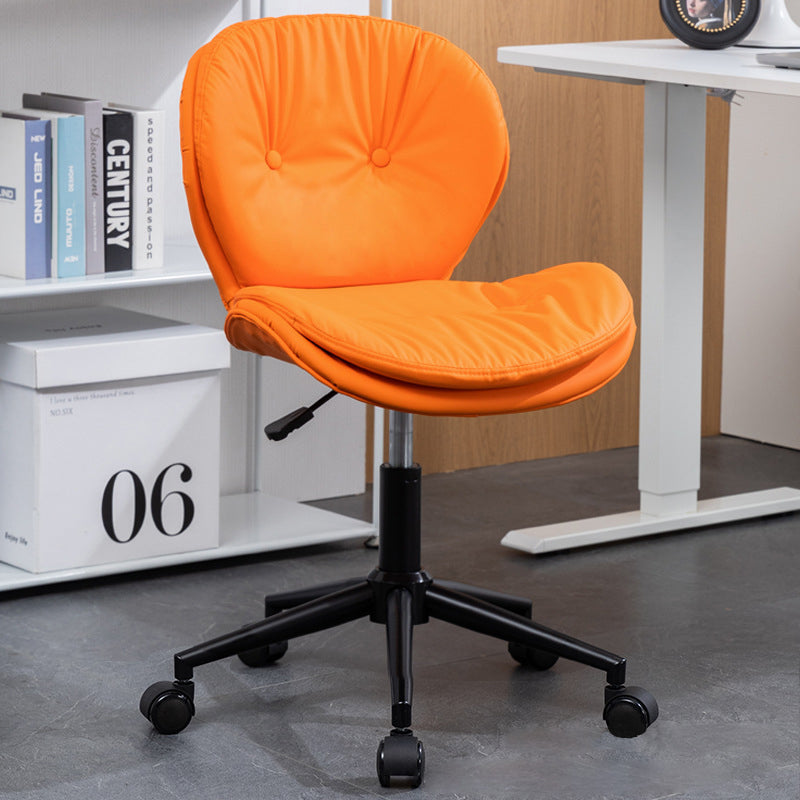 Modern Minimalist Round PU Leather Steel Plastic Wood Desk Chair Backrest Armless For Home Office