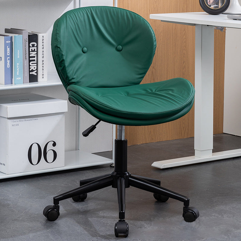 Modern Minimalist Round PU Leather Steel Plastic Wood Desk Chair Backrest Armless For Home Office