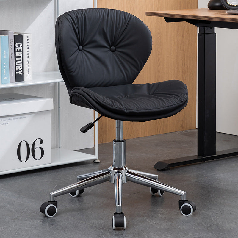 Modern Minimalist Round PU Leather Steel Plastic Wood Desk Chair Backrest Armless For Home Office