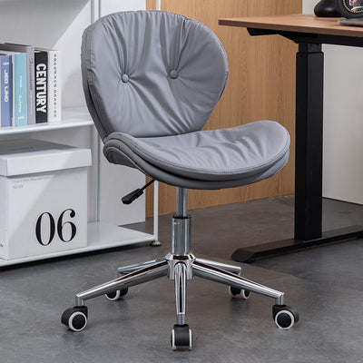 Modern Minimalist Round PU Leather Steel Plastic Wood Desk Chair Backrest Armless For Home Office