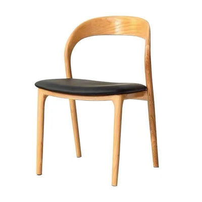 Contemporary Scandinavian Square Rubberwood Solid Wood PU Leather Backrest Dining Chair For Dining Room