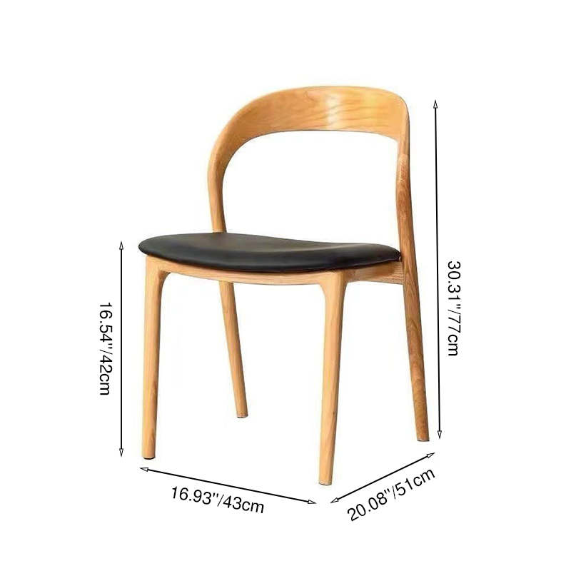 Contemporary Scandinavian Square Rubberwood Solid Wood PU Leather Backrest Dining Chair For Dining Room
