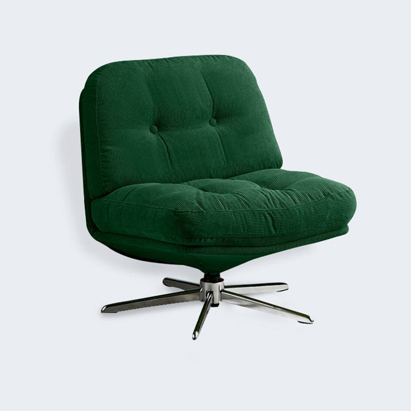 Modern Minimalist Rectangular Corduroy Steel Accent Chair Backrest Armless For Living Room