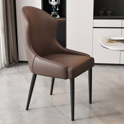 Modern Minimalist Curved Rectangular Cat Claw Leather Solid Wood Carbon Steel Dining Chair Backrest Armless For Dining Room