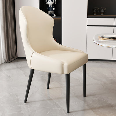 Modern Minimalist Curved Rectangular Cat Claw Leather Solid Wood Carbon Steel Dining Chair Backrest Armless For Dining Room