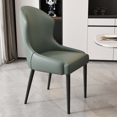 Modern Minimalist Curved Rectangular Cat Claw Leather Solid Wood Carbon Steel Dining Chair Backrest Armless For Dining Room