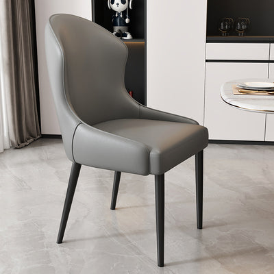 Modern Minimalist Curved Rectangular Cat Claw Leather Solid Wood Carbon Steel Dining Chair Backrest Armless For Dining Room