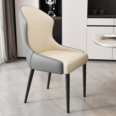 Modern Minimalist Curved Rectangular Cat Claw Leather Solid Wood Carbon Steel Dining Chair Backrest Armless For Dining Room