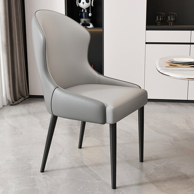 Modern Minimalist Curved Rectangular Cat Claw Leather Solid Wood Carbon Steel Dining Chair Backrest Armless For Dining Room