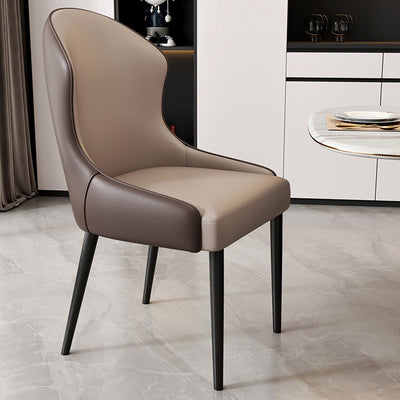 Modern Minimalist Curved Rectangular Cat Claw Leather Solid Wood Carbon Steel Dining Chair Backrest Armless For Dining Room