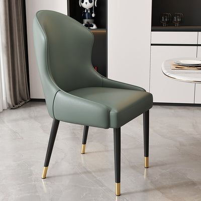 Modern Minimalist Curved Rectangular Cat Claw Leather Solid Wood Carbon Steel Dining Chair Backrest Armless For Dining Room