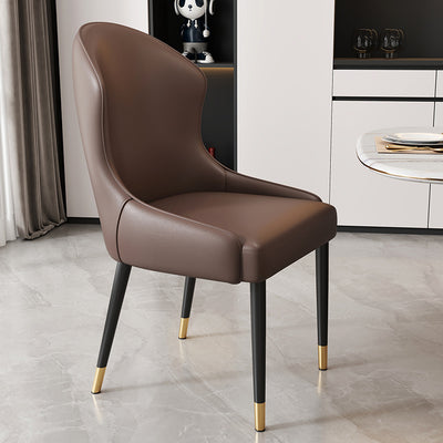 Modern Minimalist Curved Rectangular Cat Claw Leather Solid Wood Carbon Steel Dining Chair Backrest Armless For Dining Room
