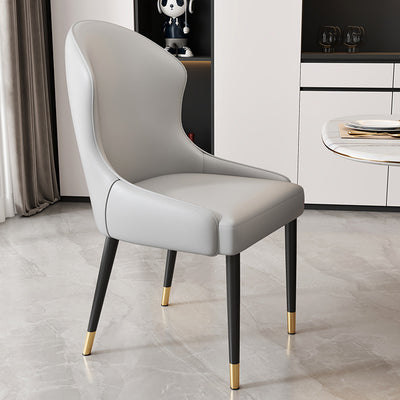 Modern Minimalist Curved Rectangular Cat Claw Leather Solid Wood Carbon Steel Dining Chair Backrest Armless For Dining Room