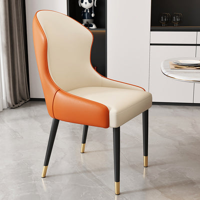 Modern Minimalist Curved Rectangular Cat Claw Leather Solid Wood Carbon Steel Dining Chair Backrest Armless For Dining Room