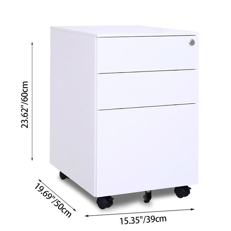 Modern Minimalist Rectangular Cold-Rolled Steel Storage Cabinet 3-Drawer Movable For Home Office
