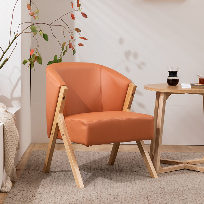 Contemporary Scandinavian Square Rubberwood Solid Wood Plywood Performance Fabric Faux Wool Foam Sponge Chair For Living Room