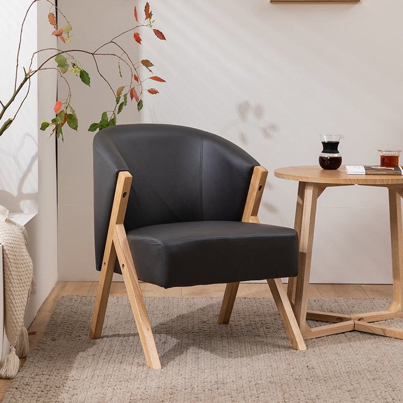 Contemporary Scandinavian Square Rubberwood Solid Wood Plywood Performance Fabric Faux Wool Foam Sponge Chair For Living Room